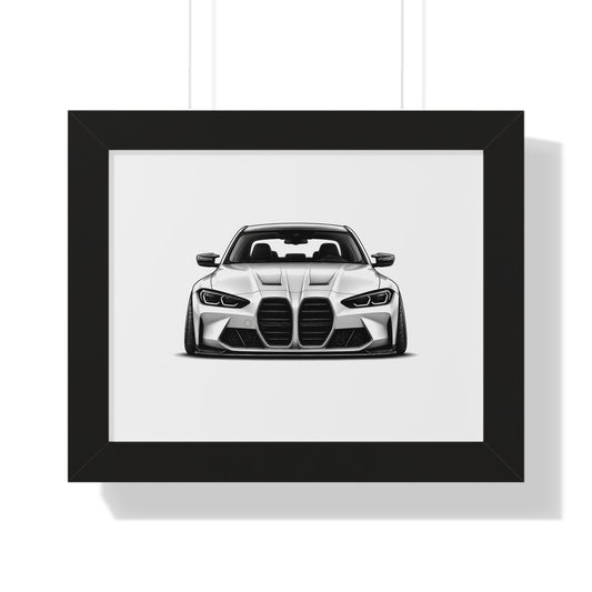 Stanced Euro Race Car - Black and White Canvas Art