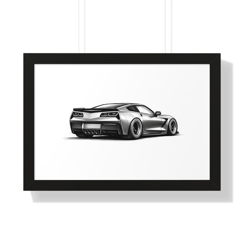 American Muscle Race Car - Black and White Canvas Art