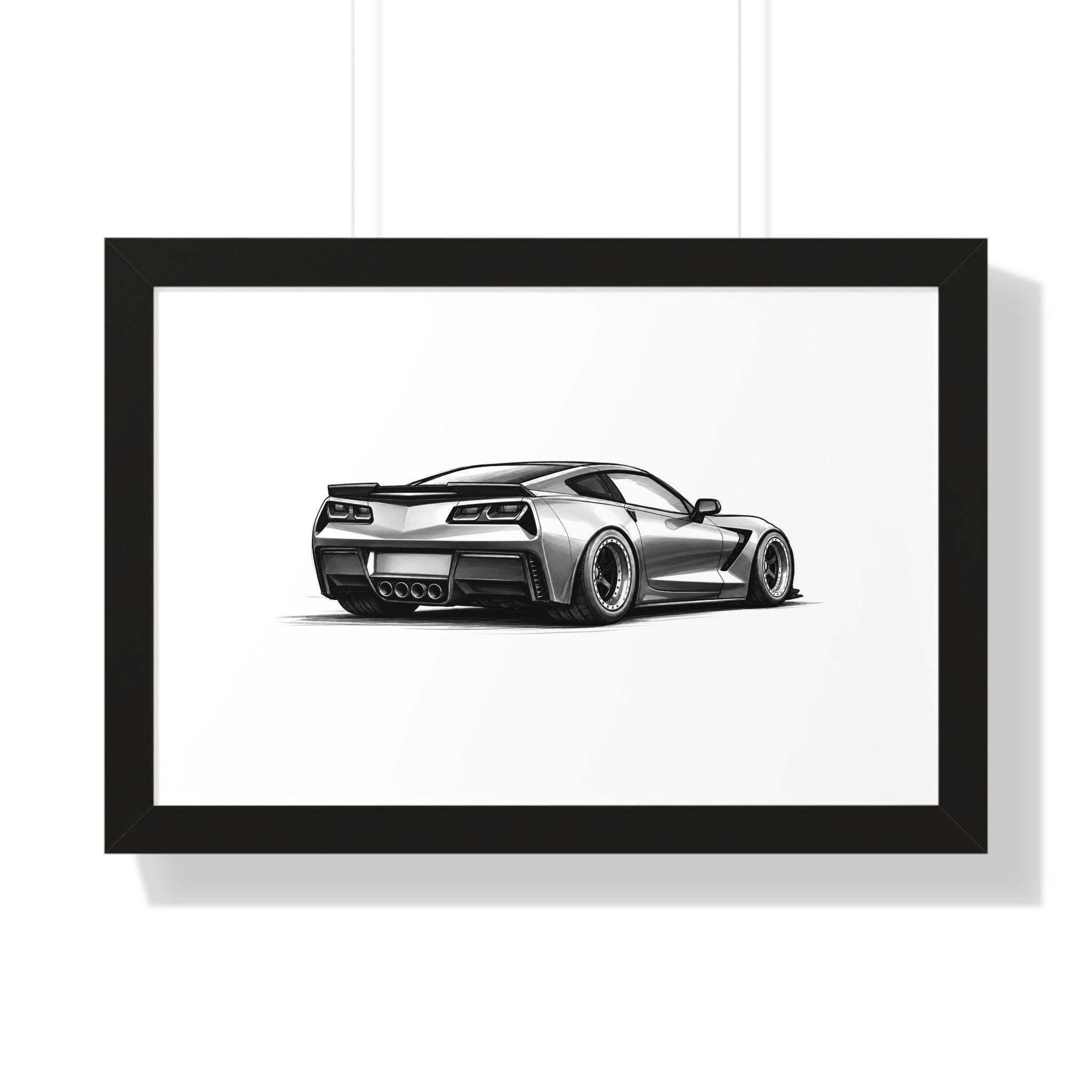 American Muscle Race Car - Black and White Canvas Art