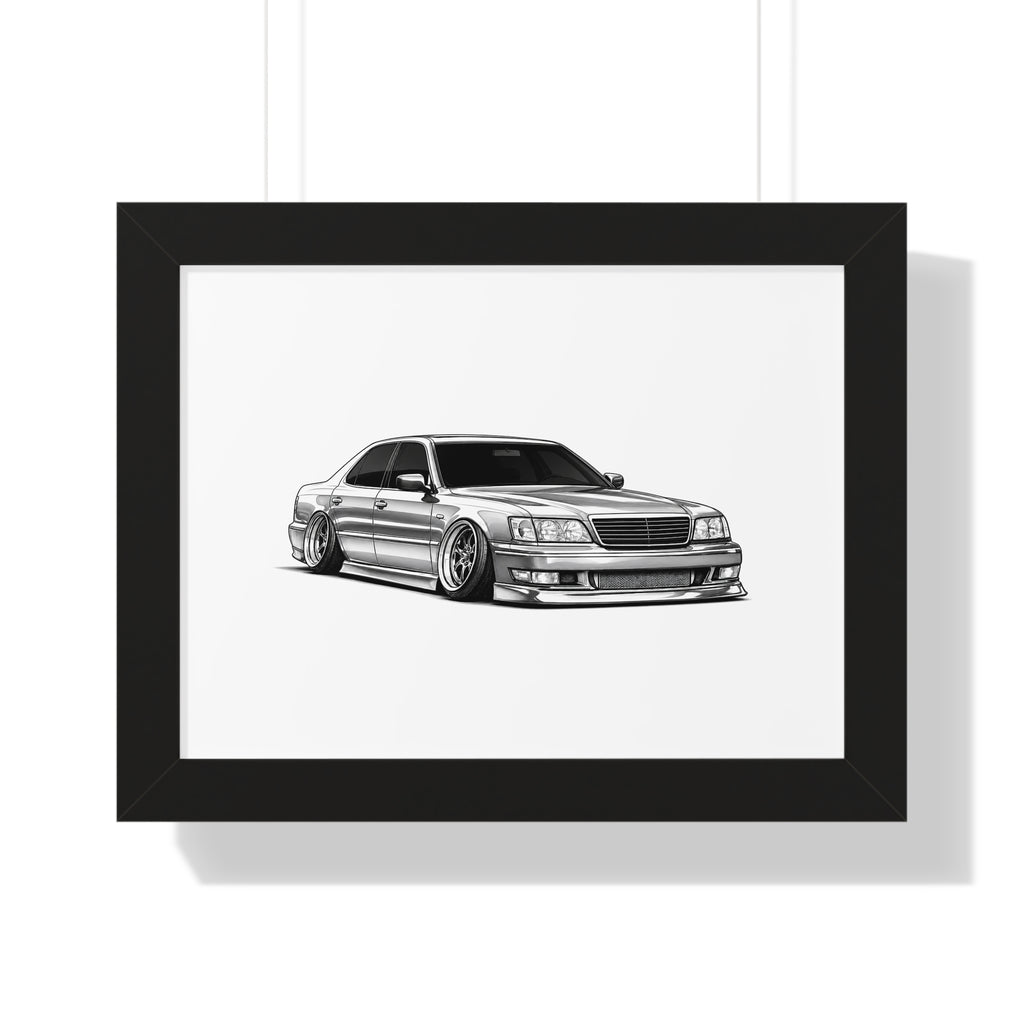 Stanced JDM VIP Car - Black and White Canvas Art