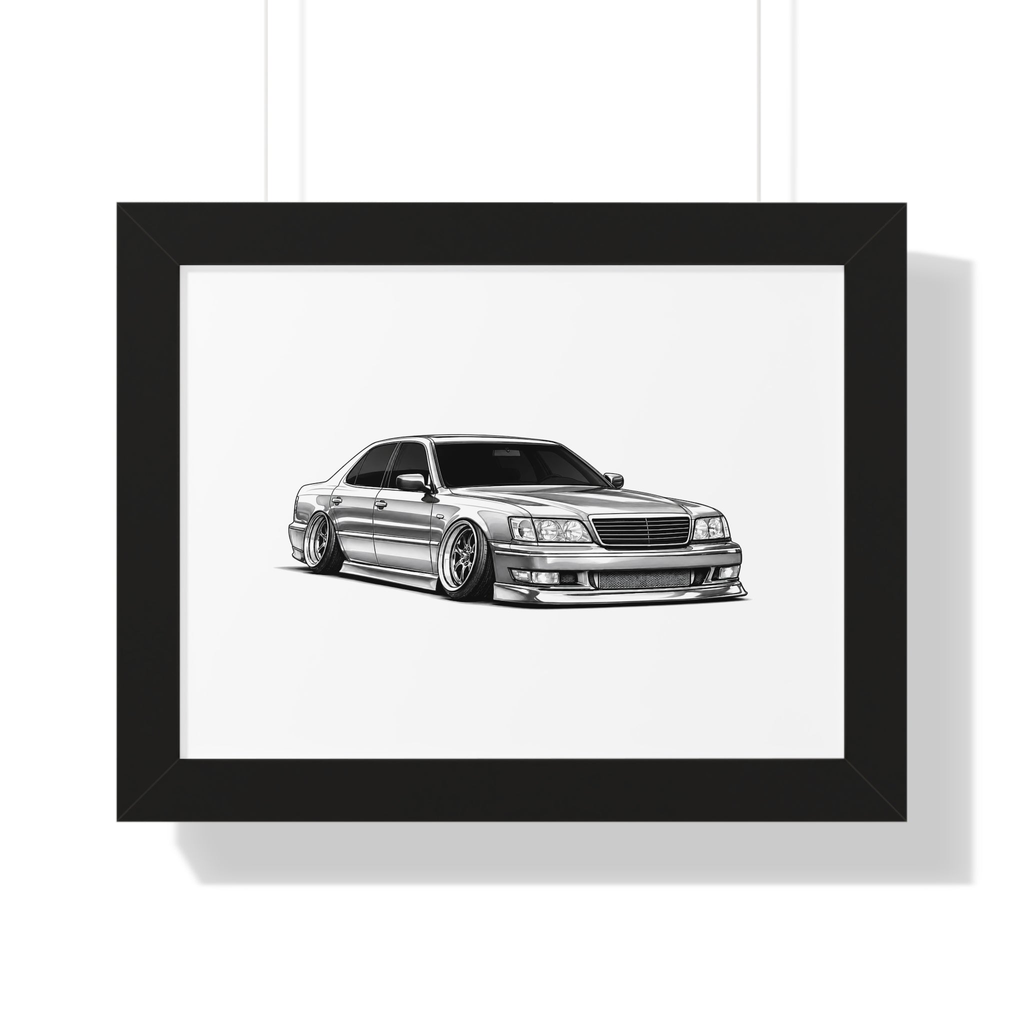 Stanced JDM VIP Car - Black and White Canvas Art