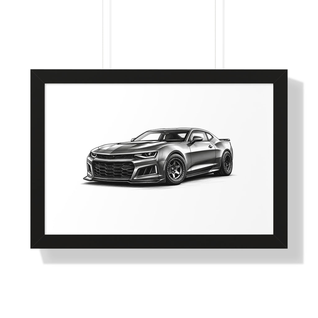 American Muscle Race Car - Black and White Canvas Art