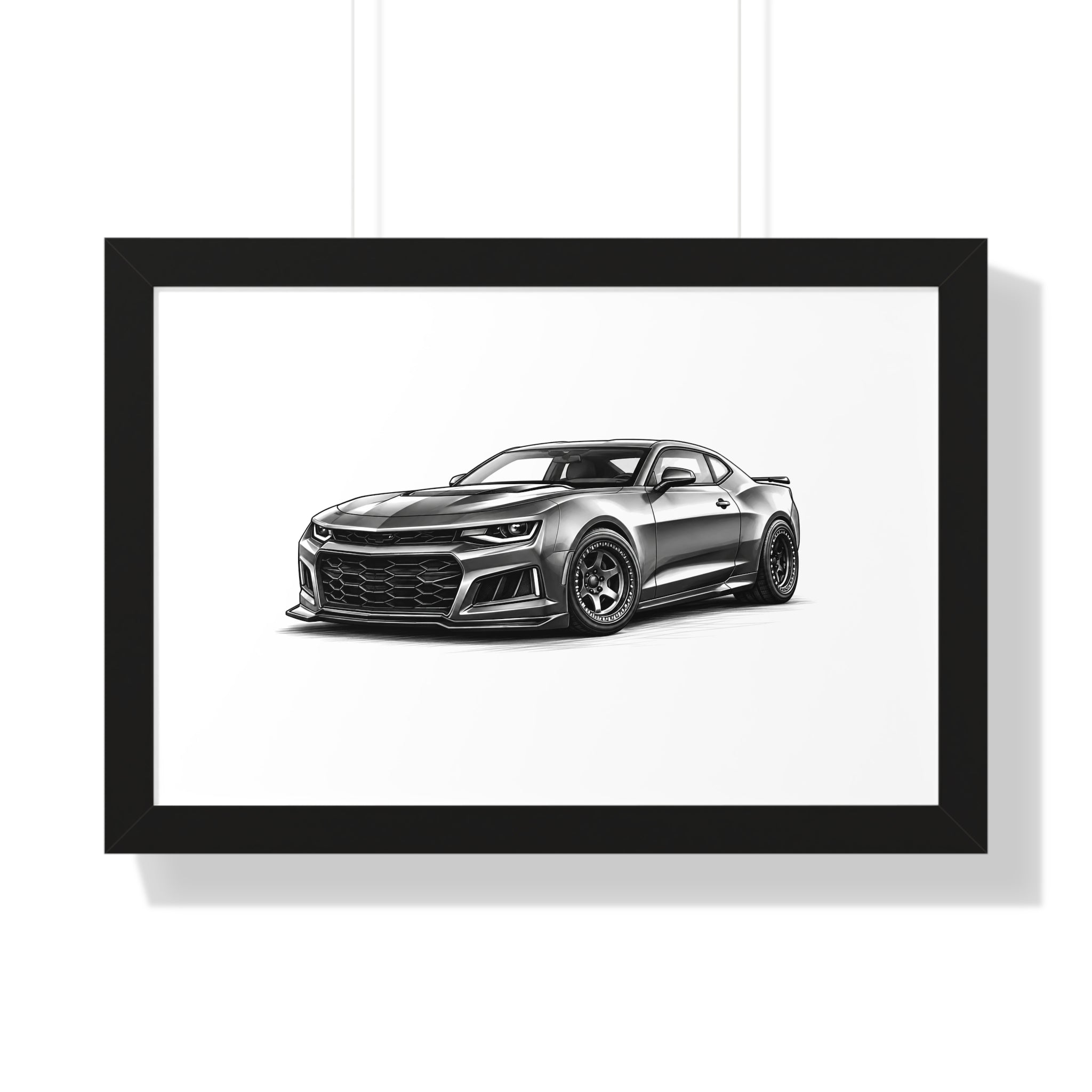 American Muscle Race Car - Black and White Canvas Art