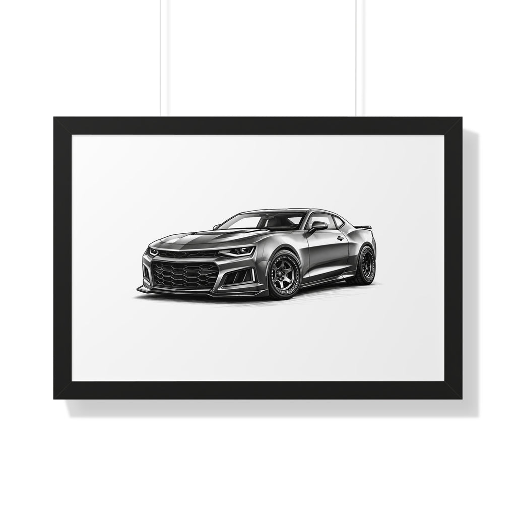 American Muscle Race Car - Black and White Canvas Art