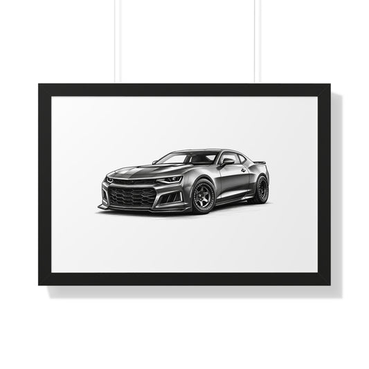 American Muscle Race Car - Black and White Canvas Art