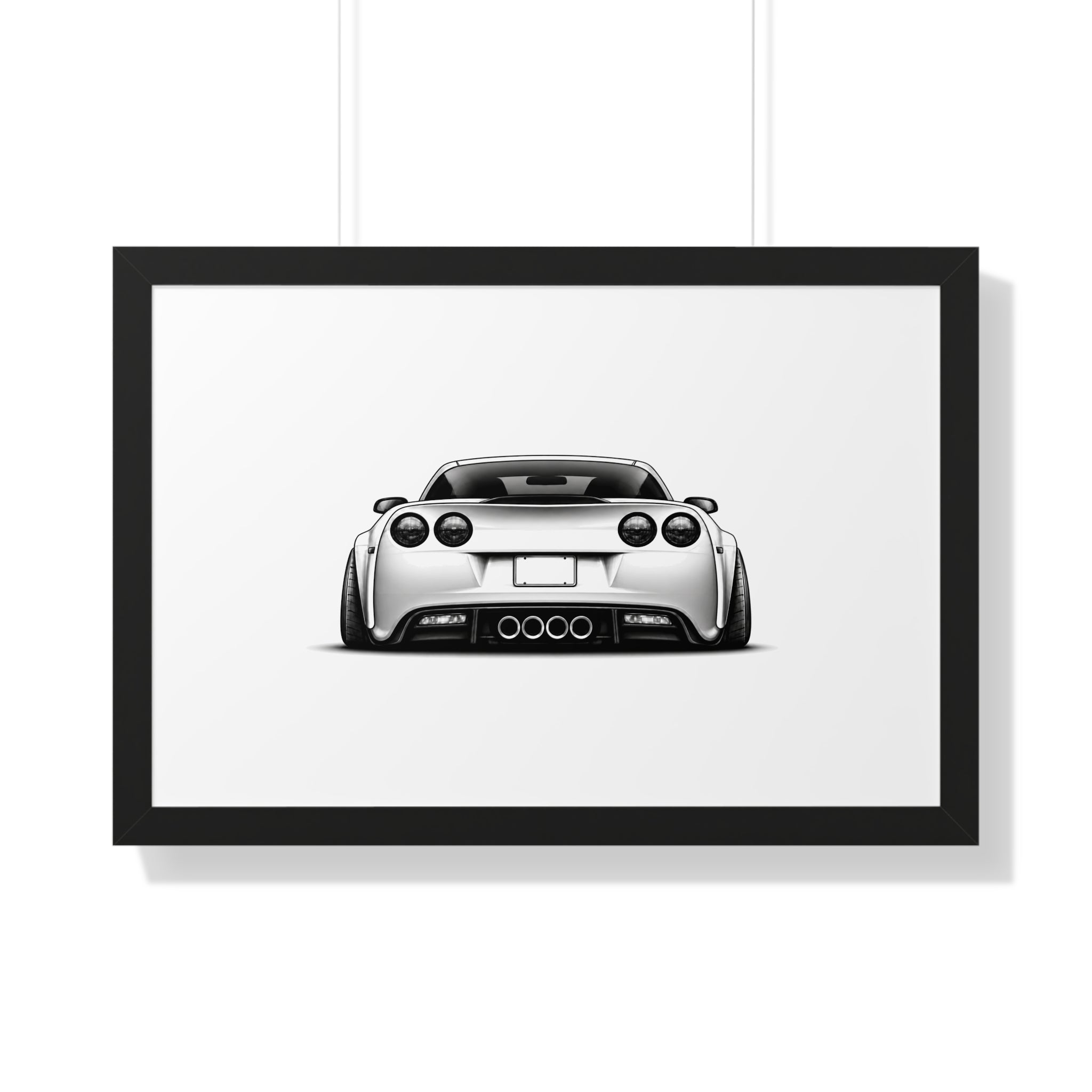 American Muscle Race Car - Black and White Canvas Art