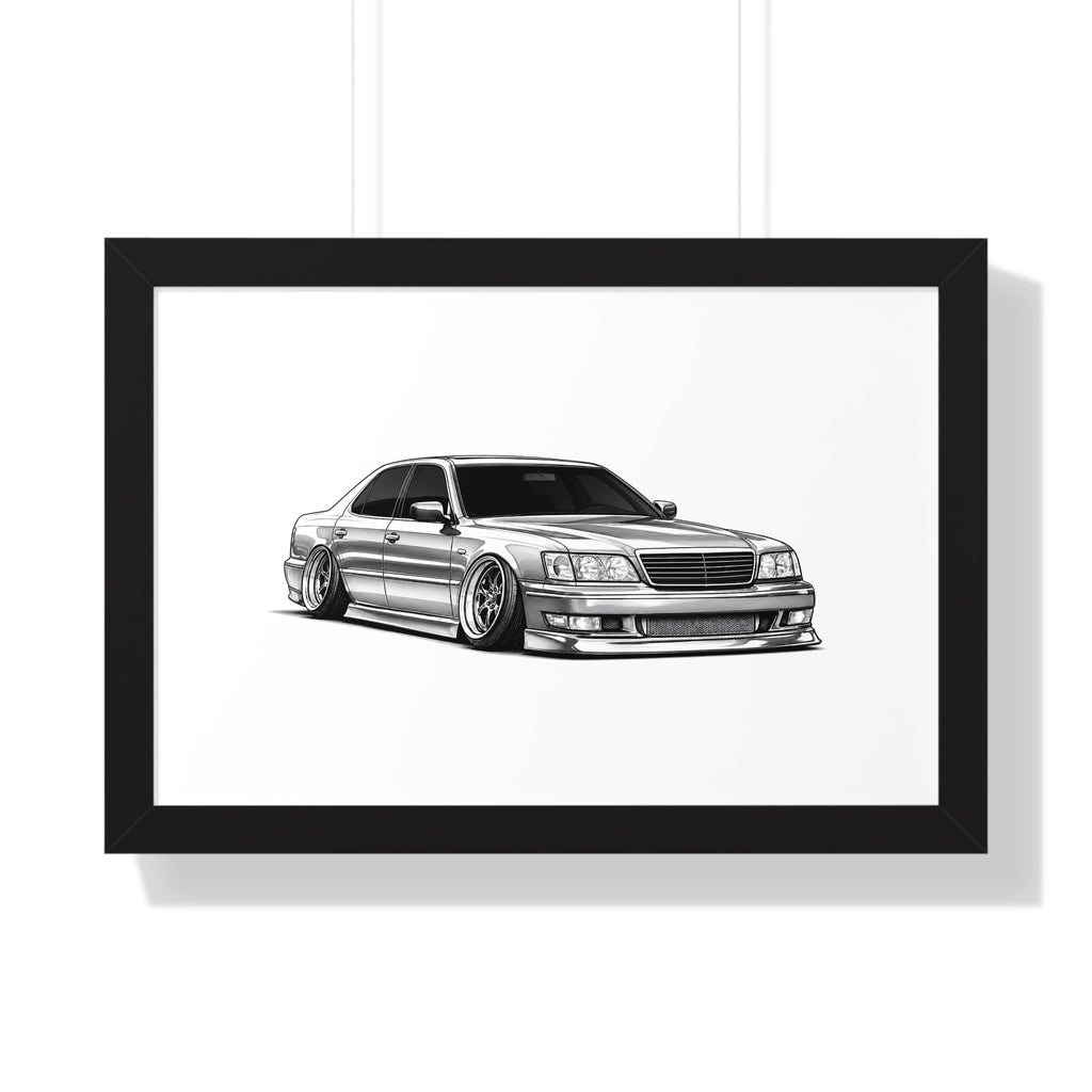 Stanced JDM VIP Car - Black and White Canvas Art