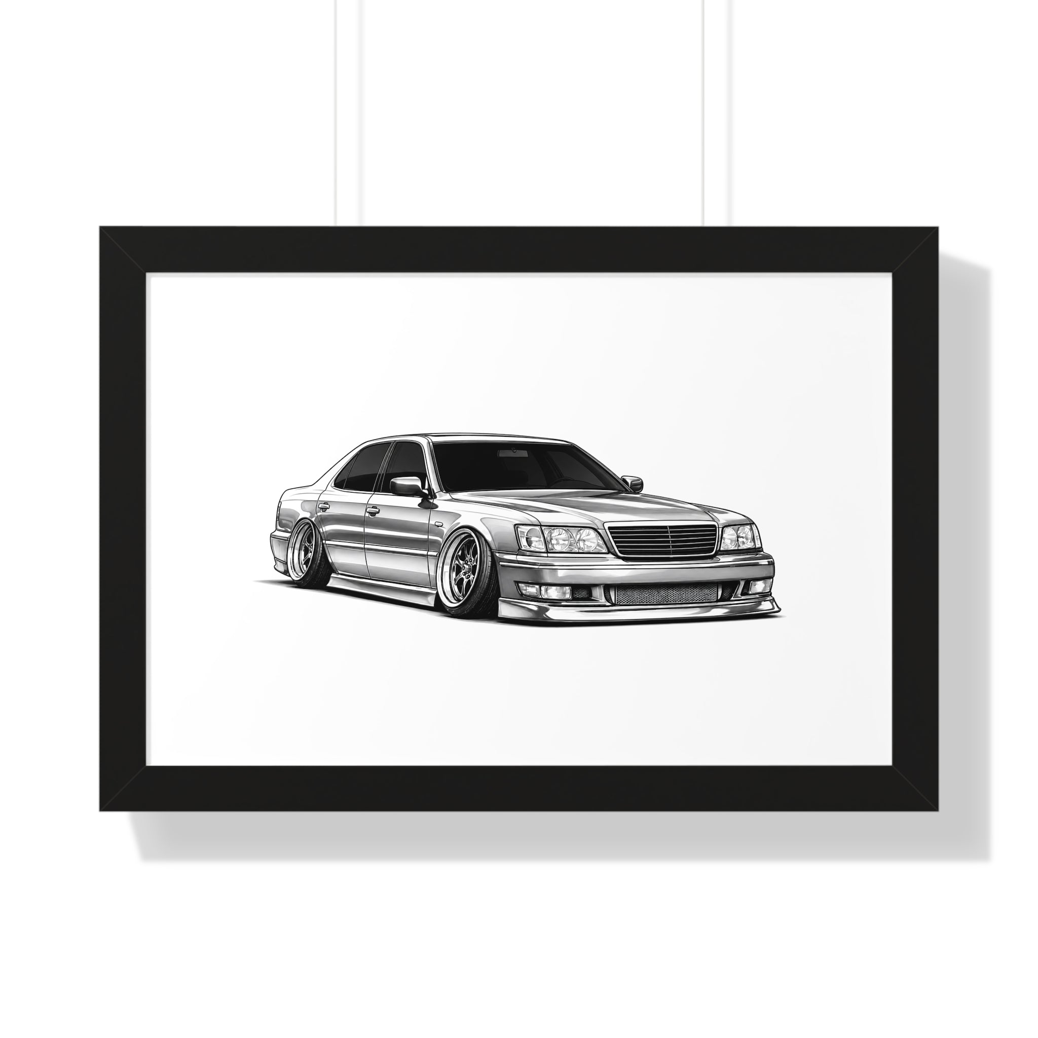 Stanced JDM VIP Car - Black and White Canvas Art