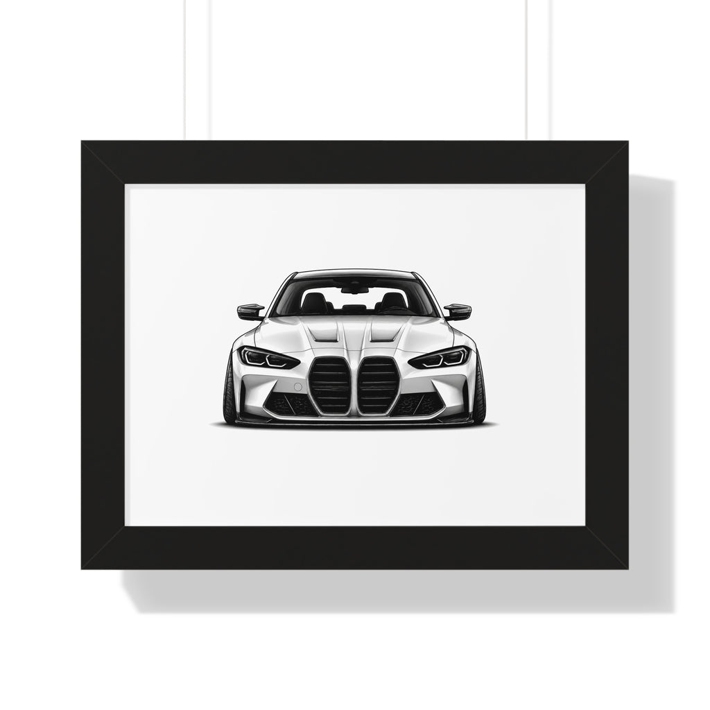 Stanced Euro Race Car - Black and White Canvas Art