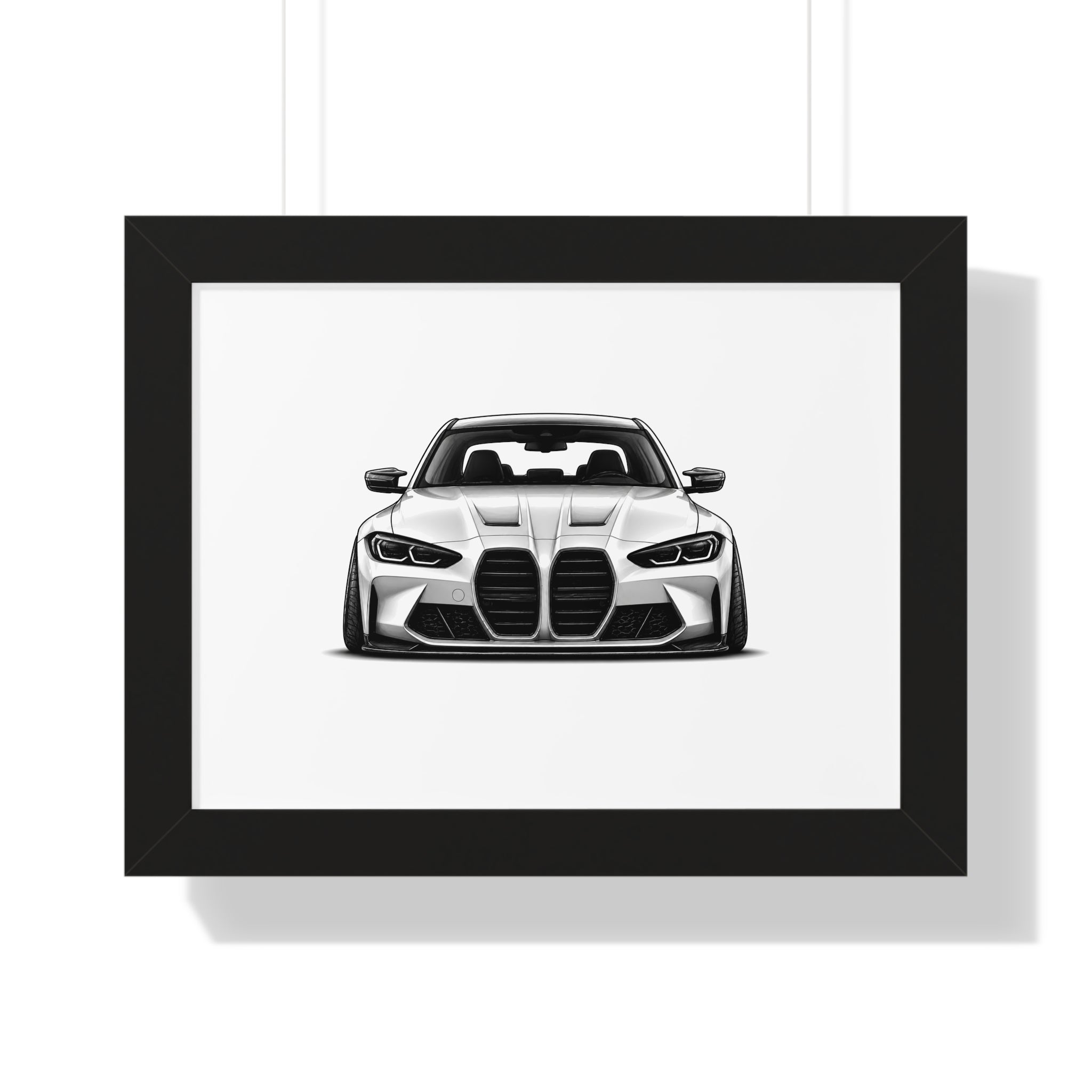Stanced Euro Race Car - Black and White Canvas Art