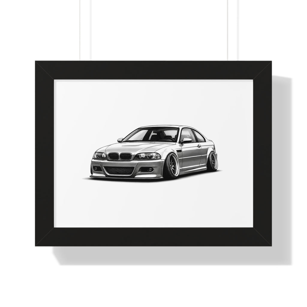 Stanced Euro Race Car - Black and White Canvas Art