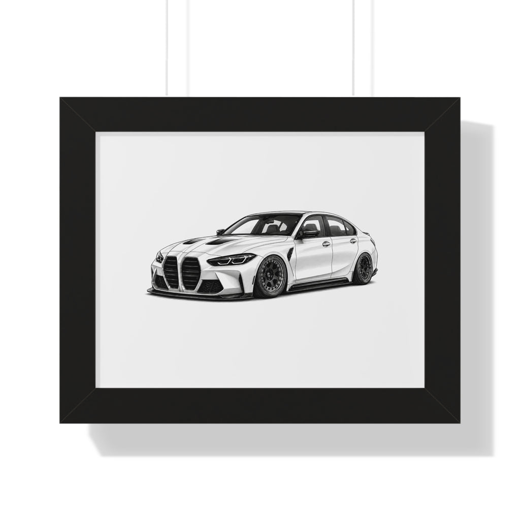 Stanced Euro Race Car - Black and White Canvas Art