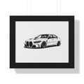Stanced Euro Race Car - Black and White Canvas Art