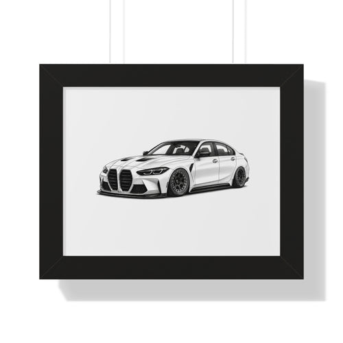 Stanced Euro Race Car - Black and White Canvas Art