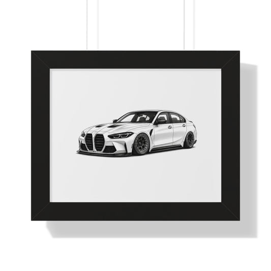 Stanced Euro Race Car - Black and White Canvas Art