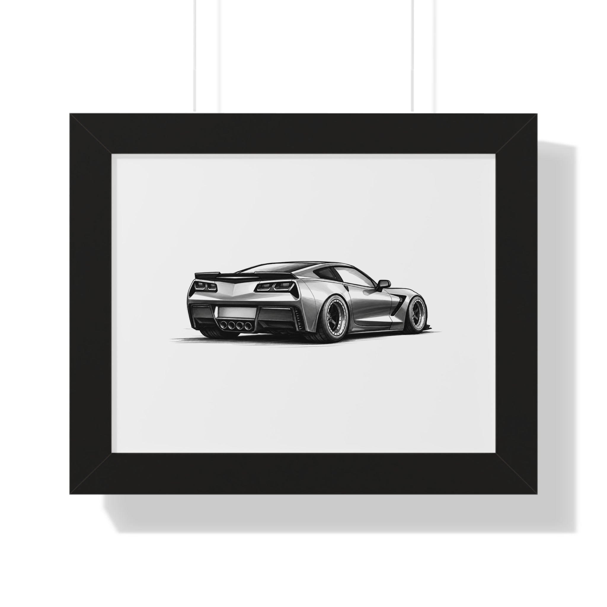 American Muscle Race Car - Black and White Canvas Art