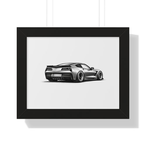 American Muscle Race Car - Black and White Canvas Art