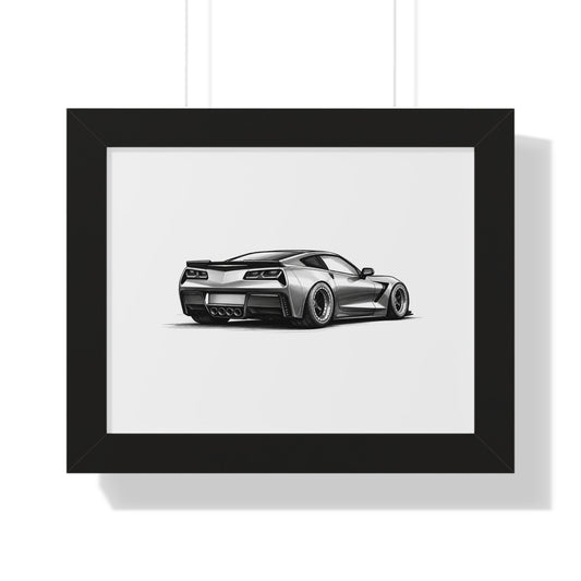 American Muscle Race Car - Black and White Canvas Art