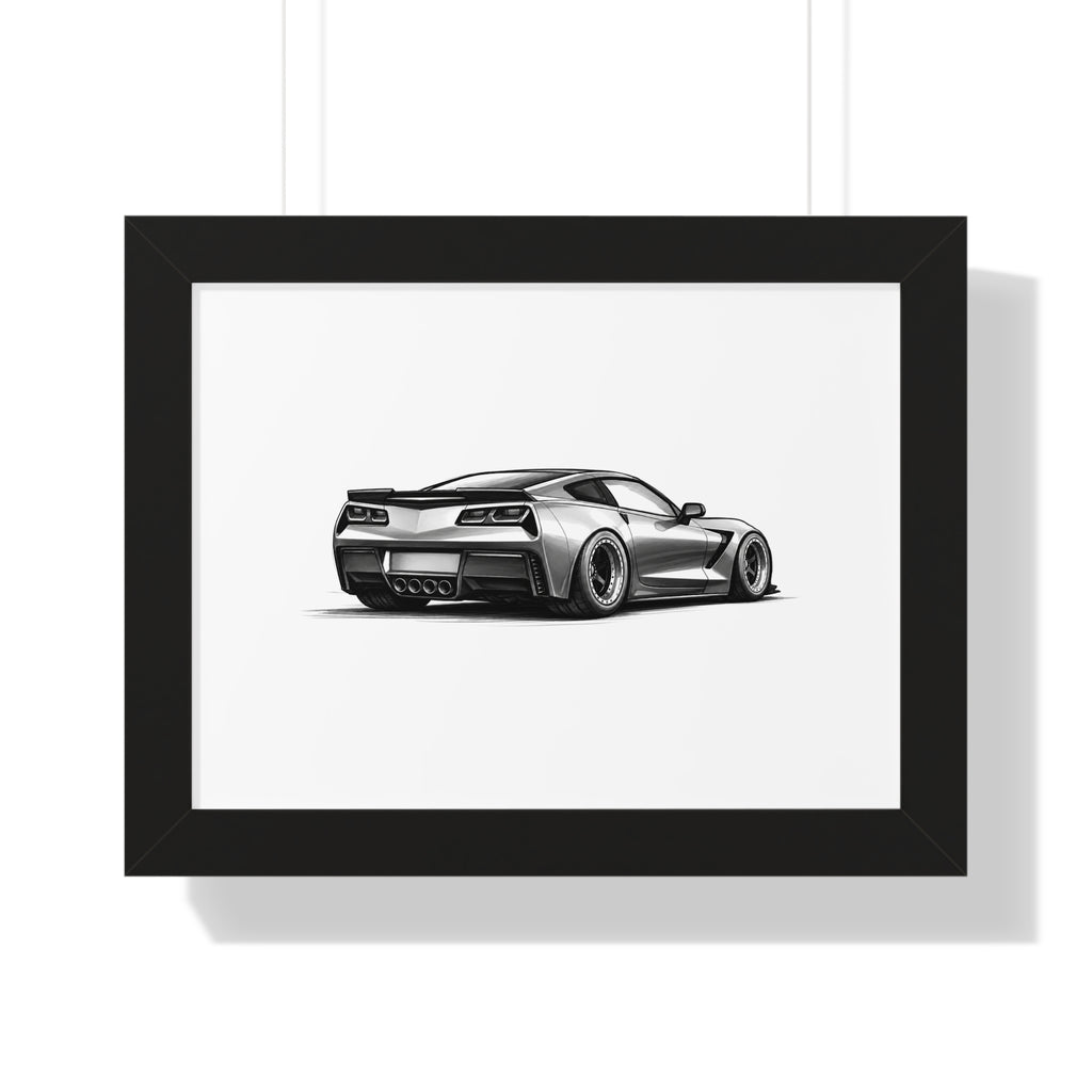 American Muscle Race Car - Black and White Canvas Art