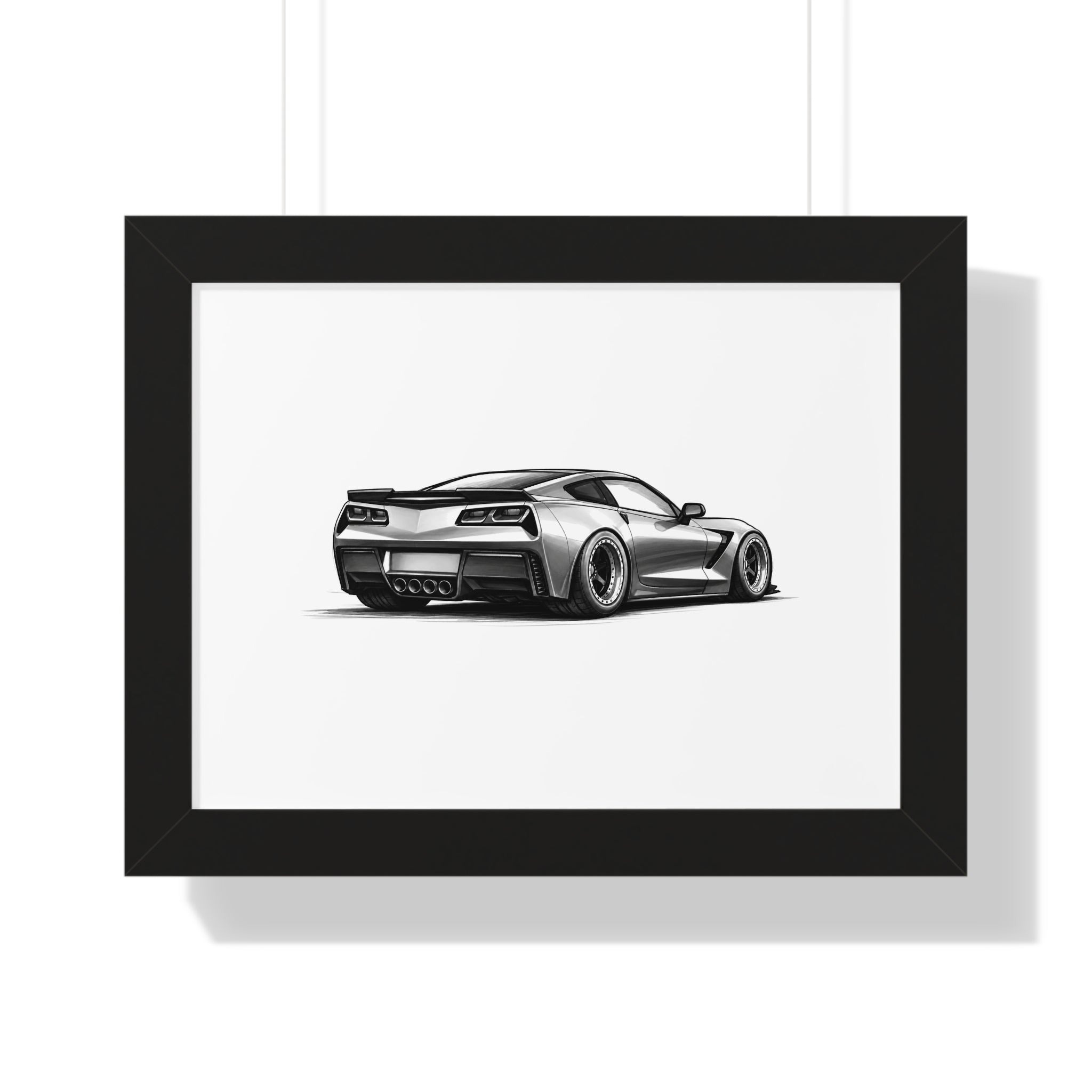 American Muscle Race Car - Black and White Canvas Art