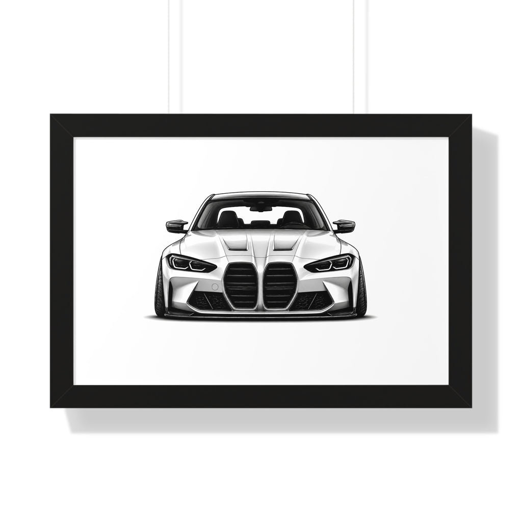 Stanced Euro Race Car - Black and White Canvas Art
