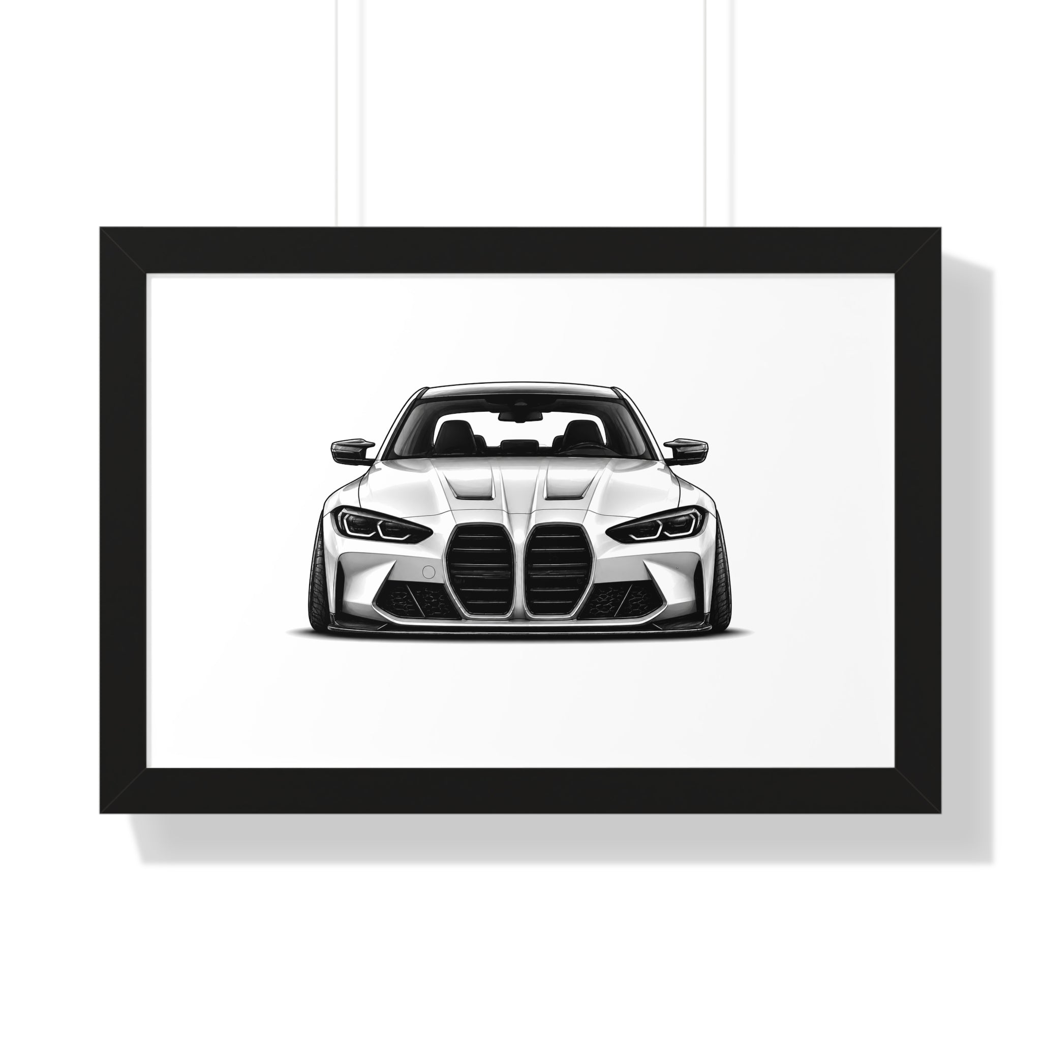 Stanced Euro Race Car - Black and White Canvas Art