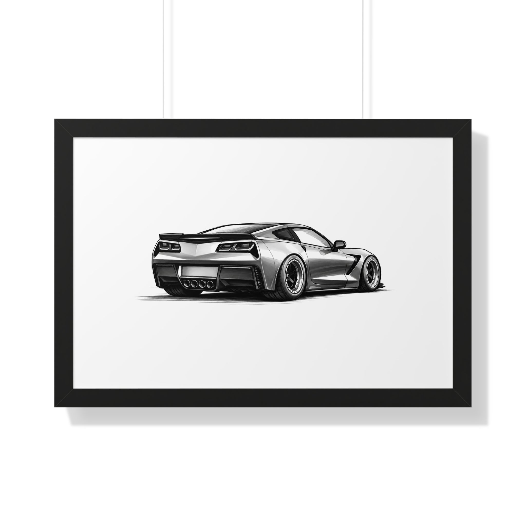 American Muscle Race Car - Black and White Canvas Art