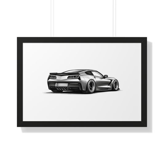 American Muscle Race Car - Black and White Canvas Art