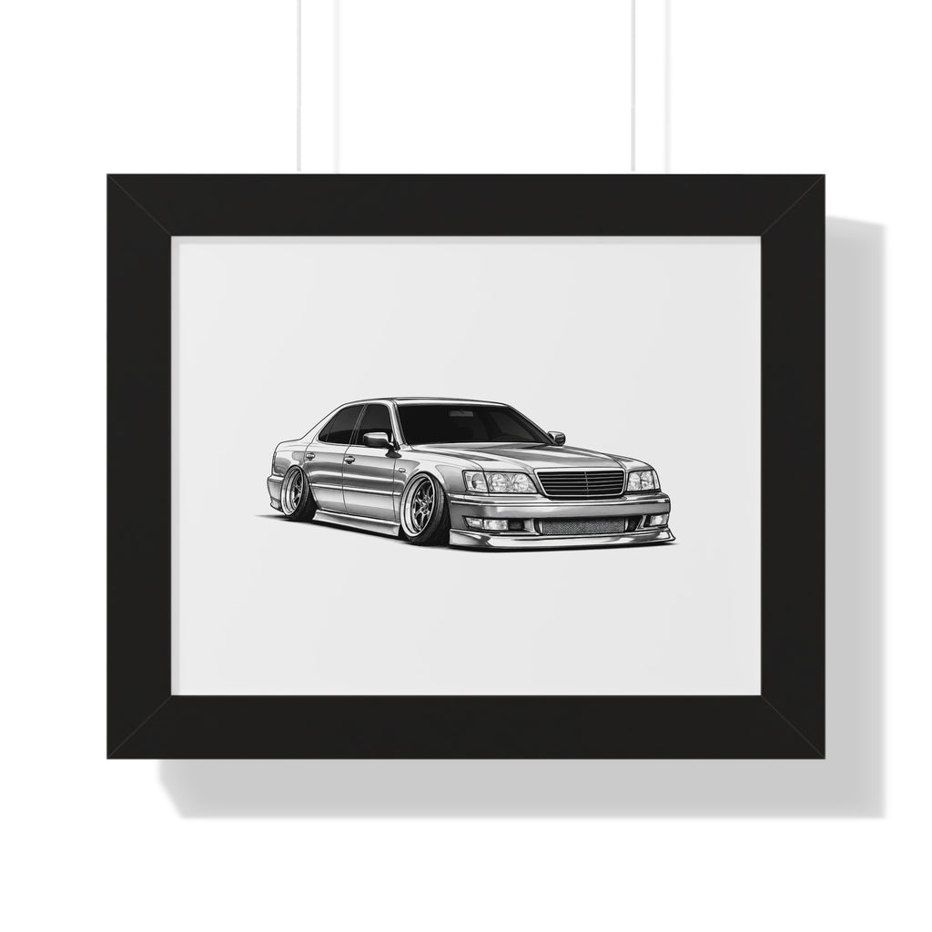 Stanced JDM VIP Car - Black and White Canvas Art