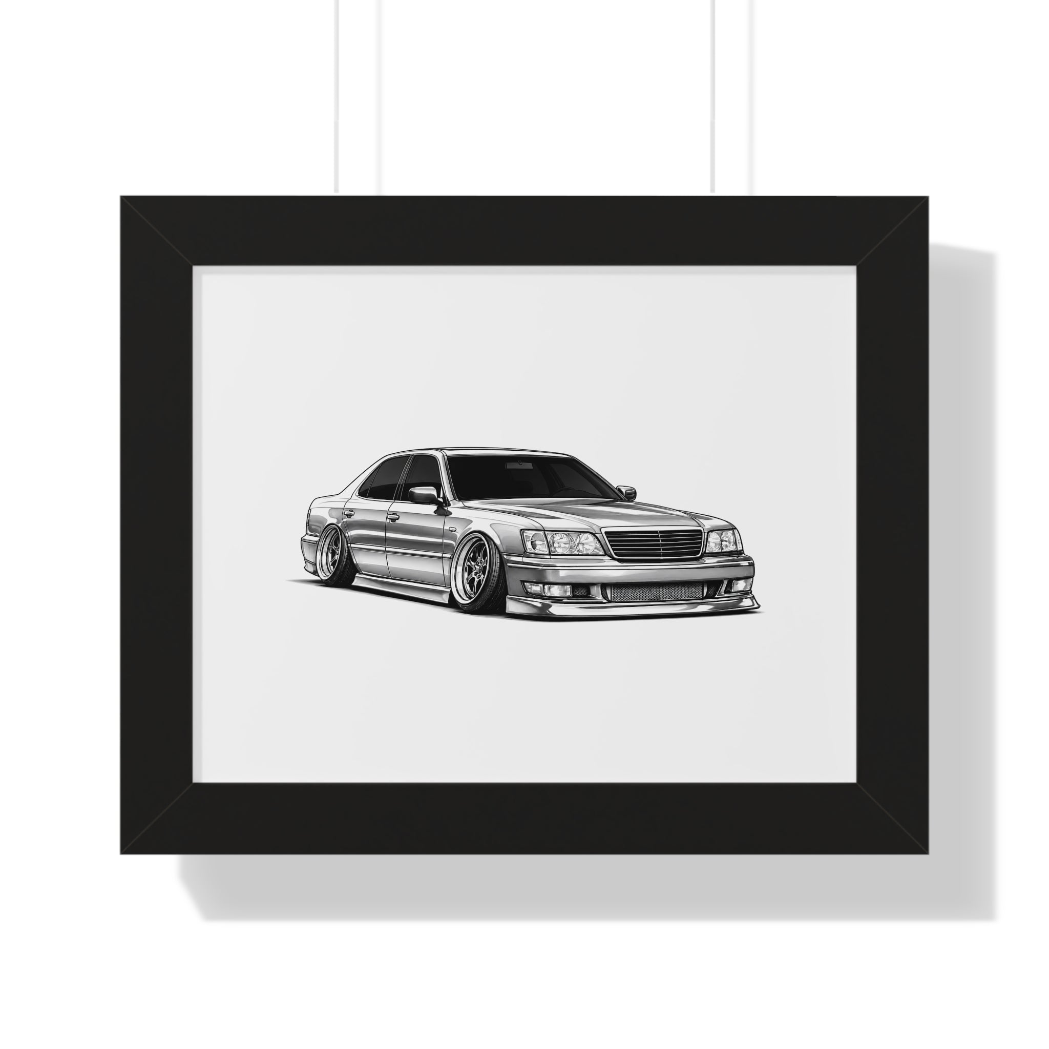 Stanced JDM VIP Car - Black and White Canvas Art