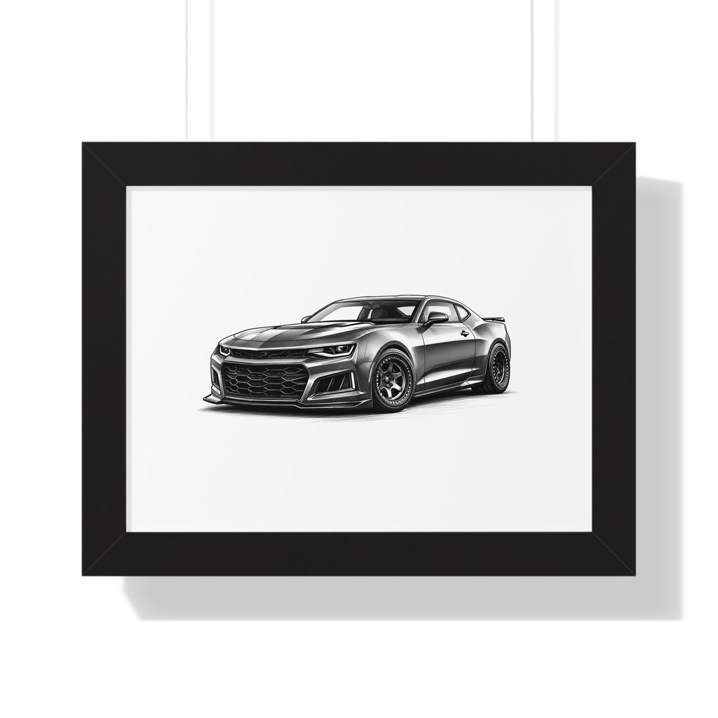 American Muscle Race Car - Black and White Canvas Art