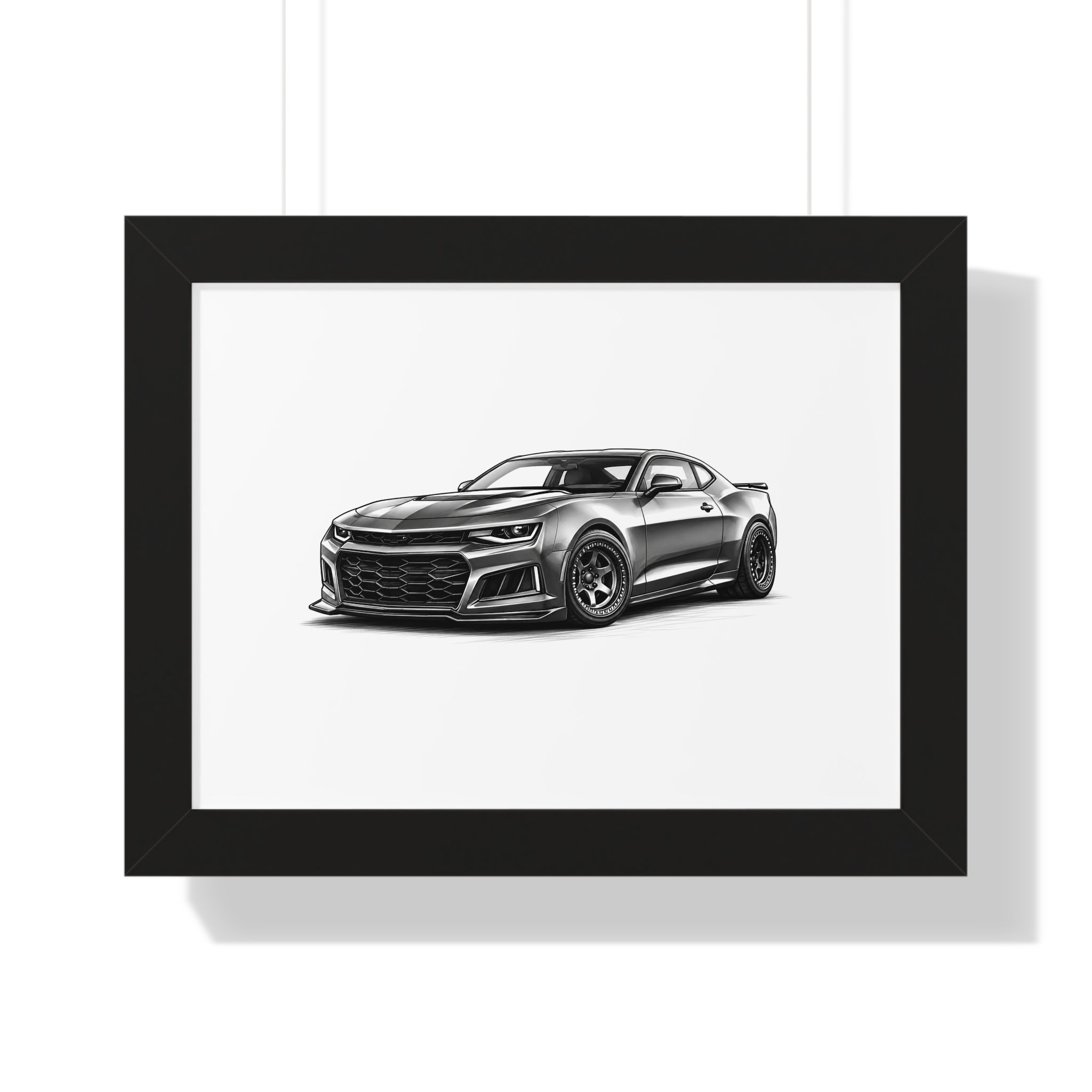 American Muscle Race Car - Black and White Canvas Art
