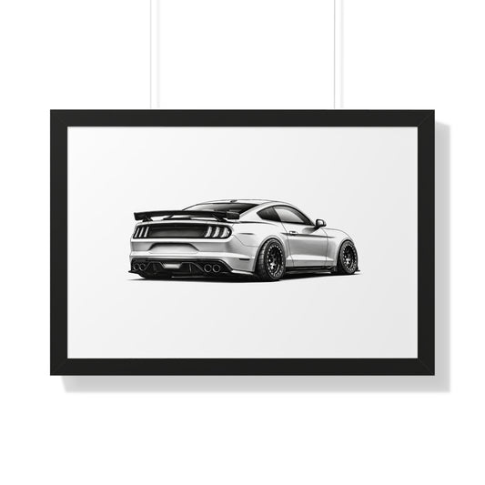 American Muscle Race Car - Black and White Canvas Art