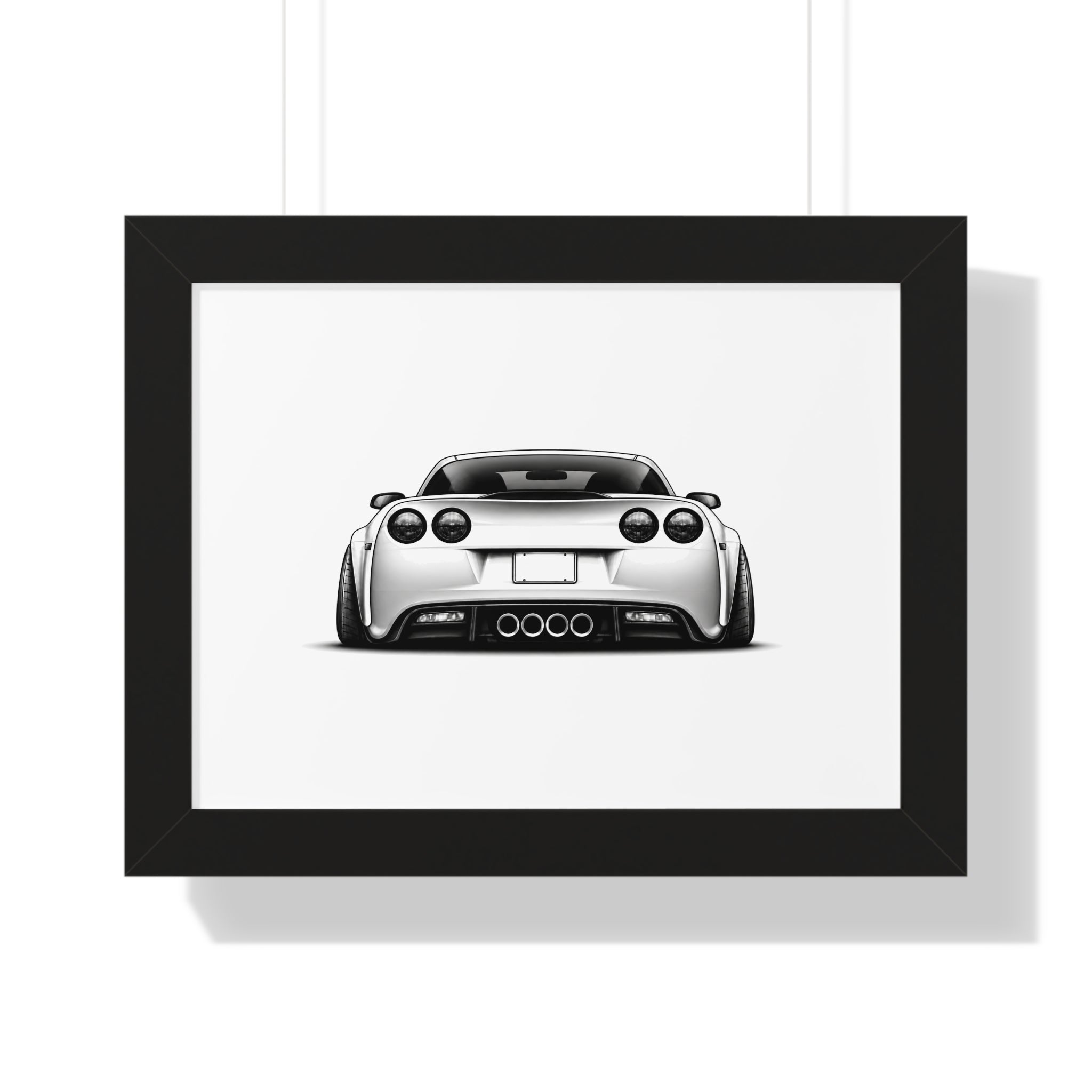 American Muscle Race Car - Black and White Canvas Art