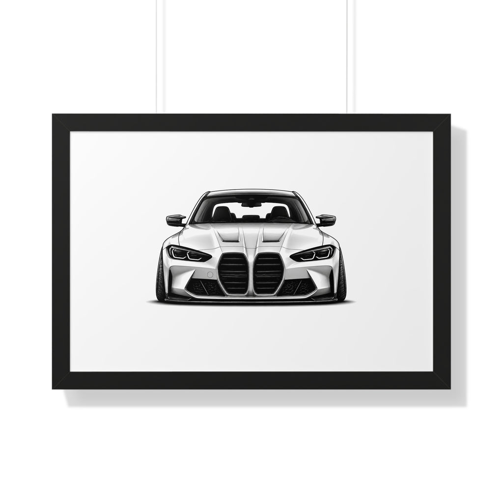 Stanced Euro Race Car - Black and White Canvas Art