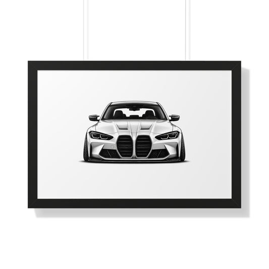 Stanced Euro Race Car - Black and White Canvas Art