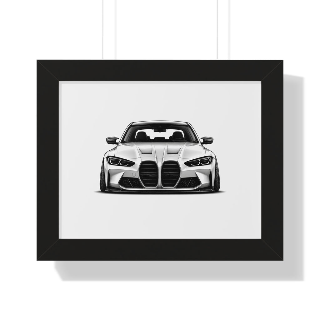 Stanced Euro Race Car - Black and White Canvas Art