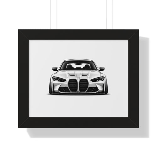 Stanced Euro Race Car - Black and White Canvas Art