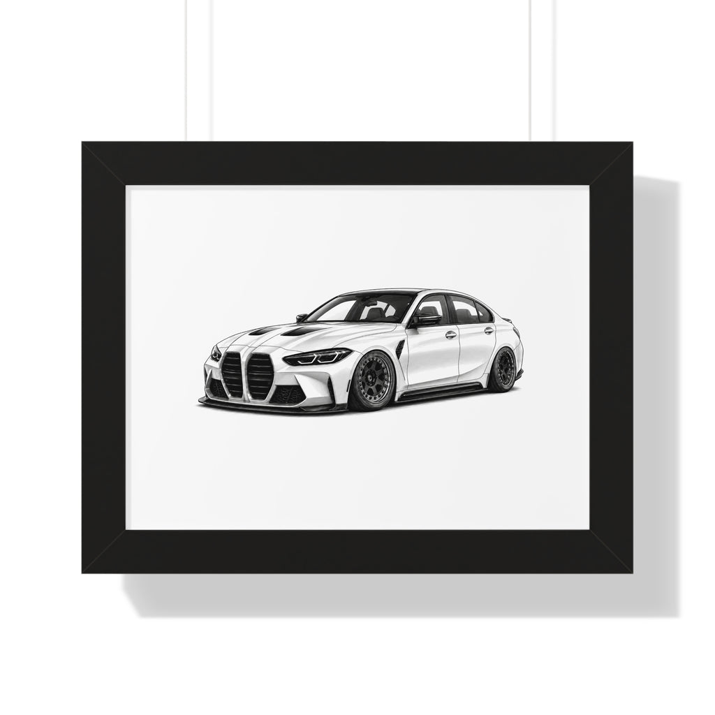 Stanced Euro Race Car - Black and White Canvas Art