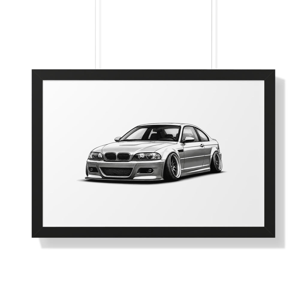 Stanced Euro Race Car - Black and White Canvas Art