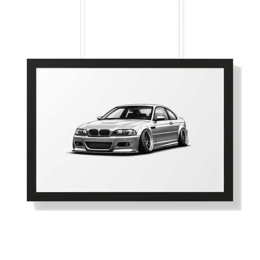 Stanced Euro Race Car - Black and White Canvas Art