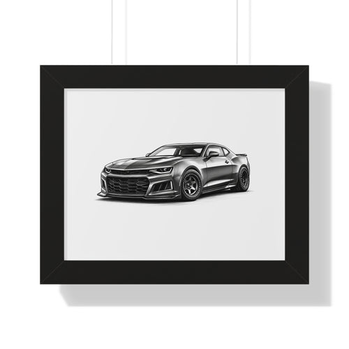 American Muscle Race Car - Black and White Canvas Art