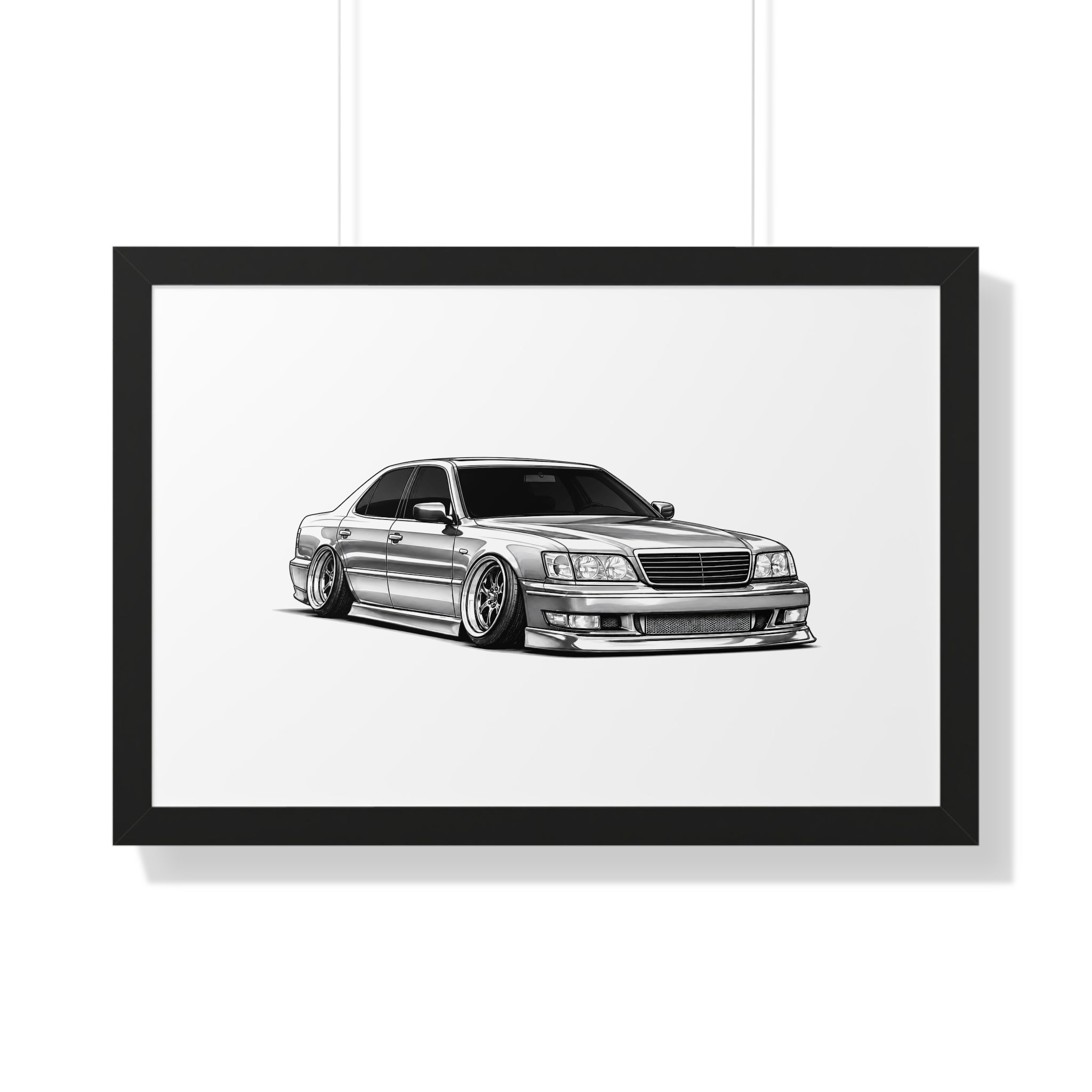 Stanced JDM VIP Car - Black and White Canvas Art