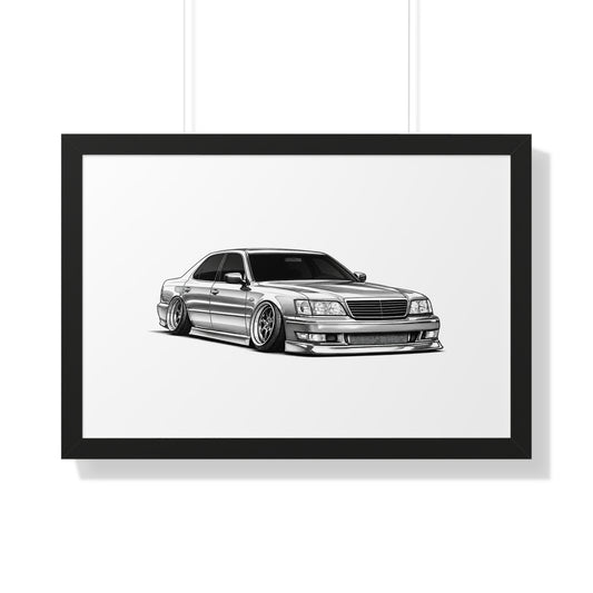 Stanced JDM VIP Car - Black and White Canvas Art