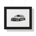 Stanced Euro Race Car - Black and White Canvas Art