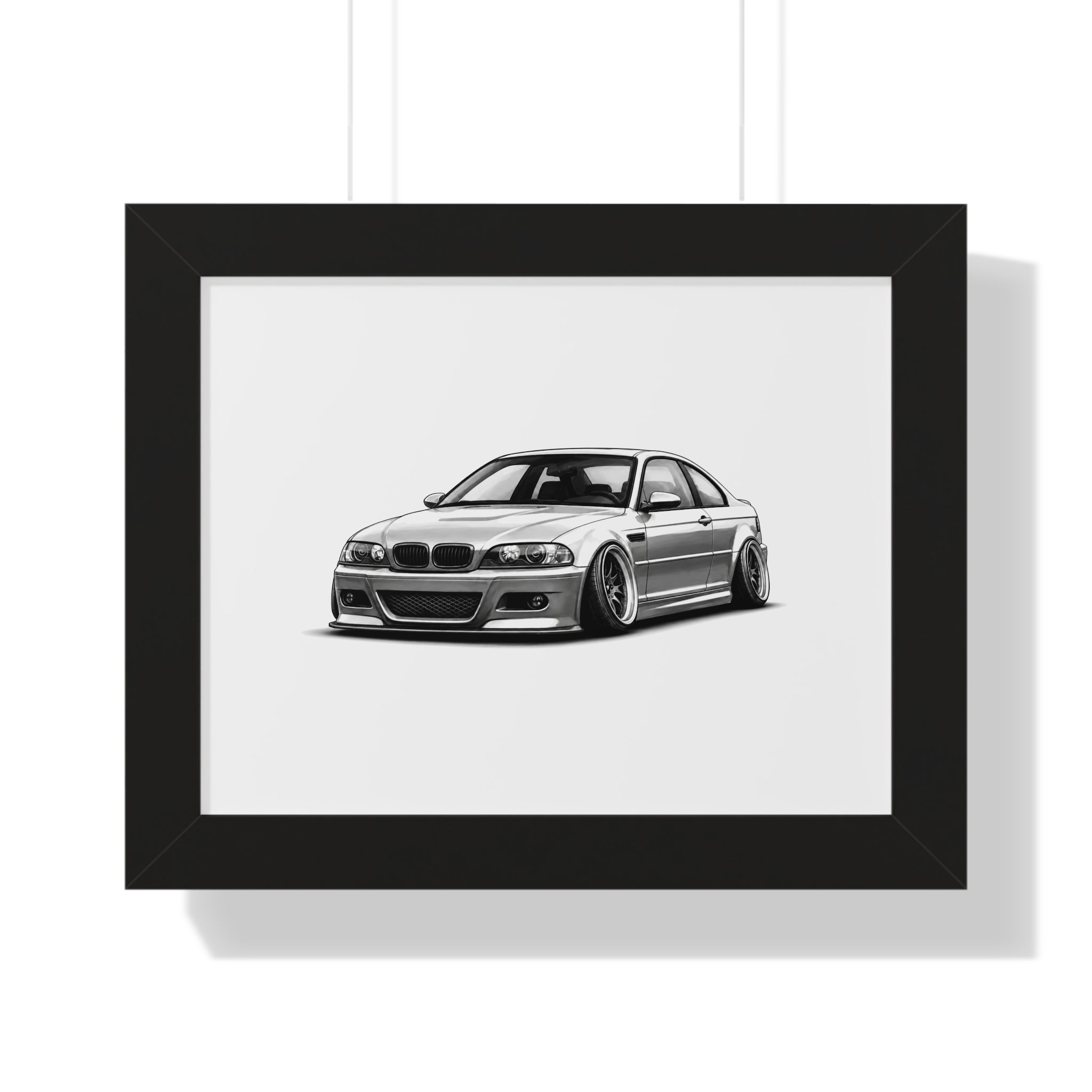 Stanced Euro Race Car - Black and White Canvas Art