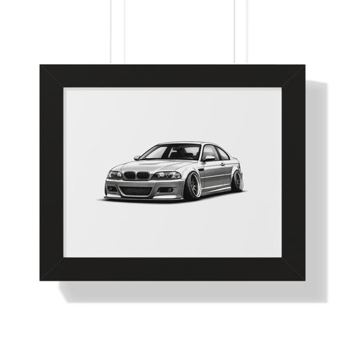 Stanced Euro Race Car - Black and White Canvas Art