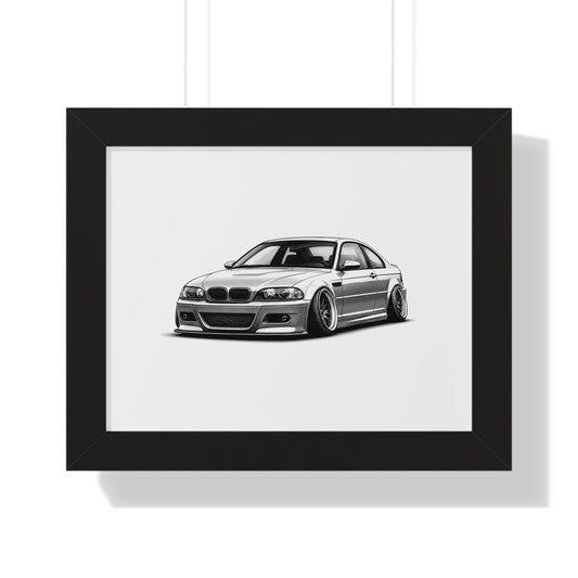 Stanced Euro Race Car - Black and White Canvas Art