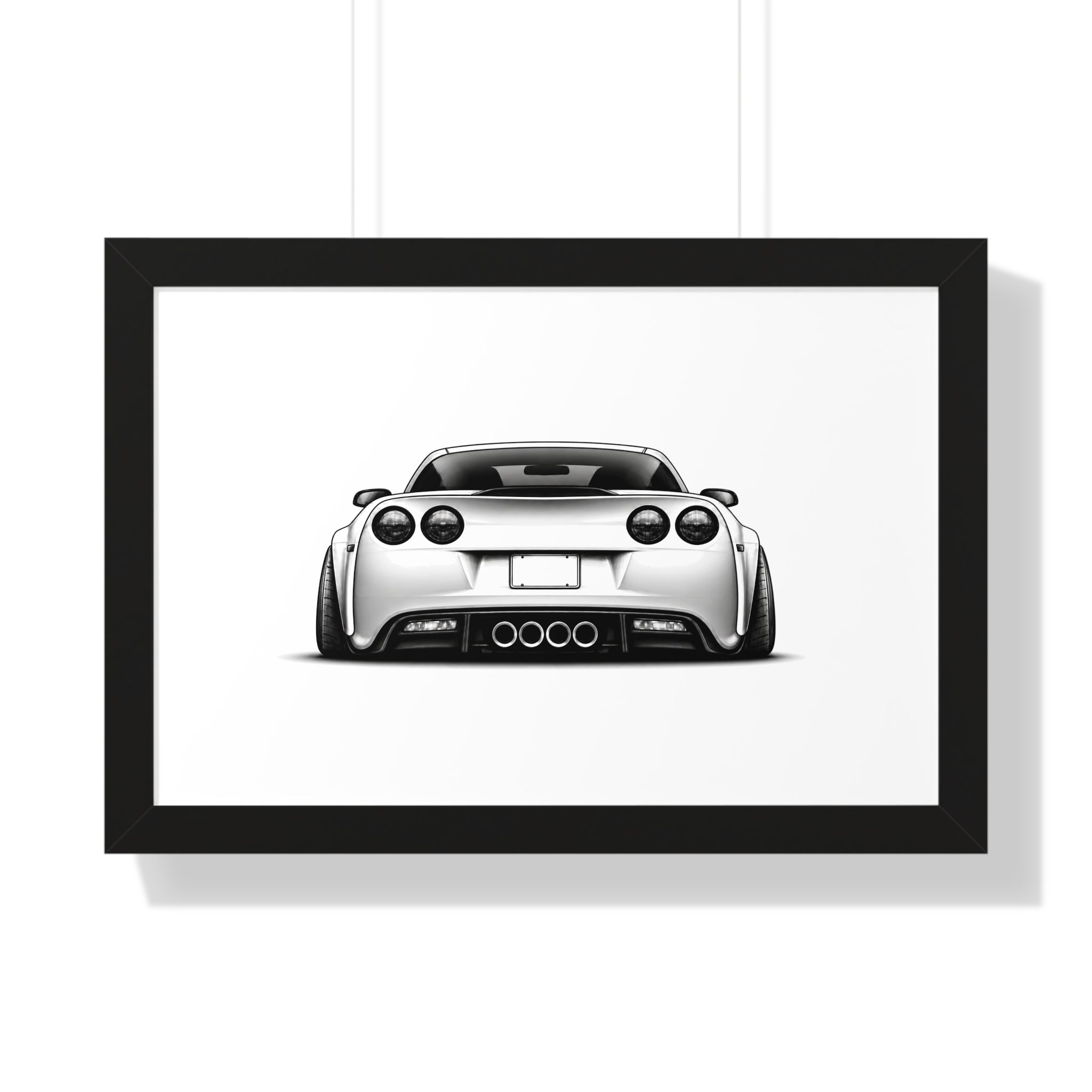 American Muscle Race Car - Black and White Canvas Art